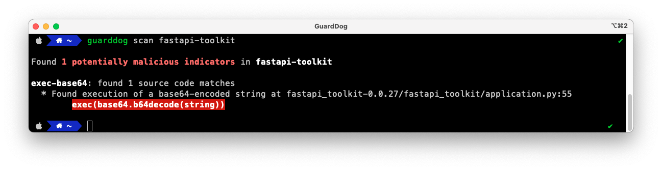 تحليل fastapi- مجموعة أدوات مع GuardDog 