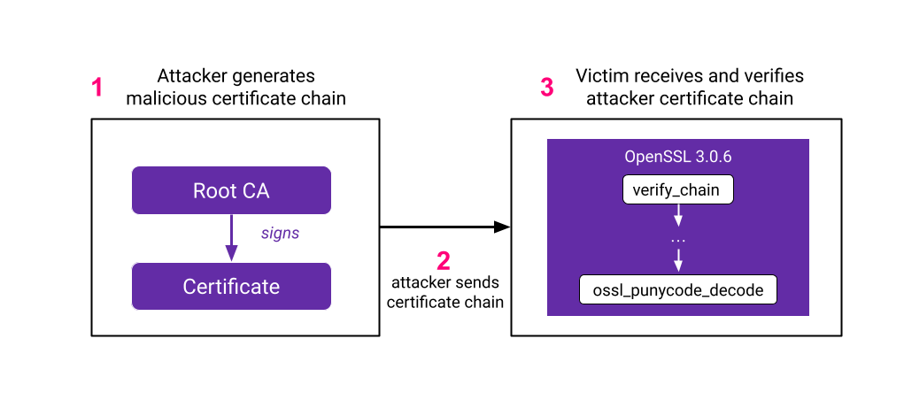 An attacker sending a malicious certificate to a victim verifying it can trigger the vulnerability.
